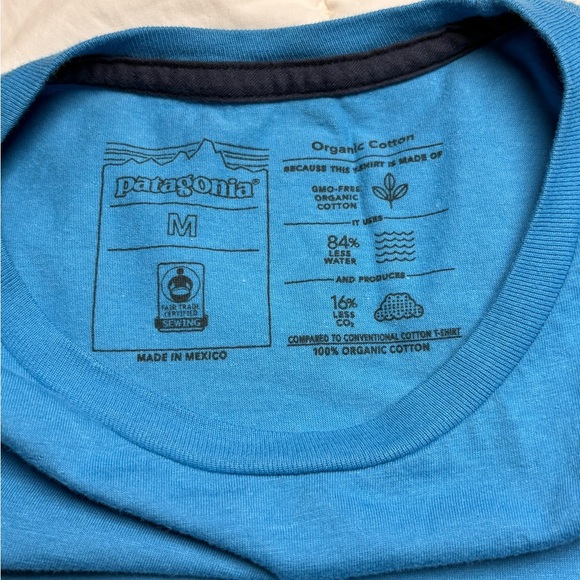 Patagonia Sky Blue “Save Our Home Planet” Organic Cotton Tee Size M - Picture 7 of 11